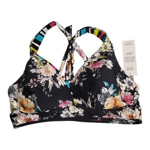 NWT Torrid Floral & Stripe Reversible Bikini Top